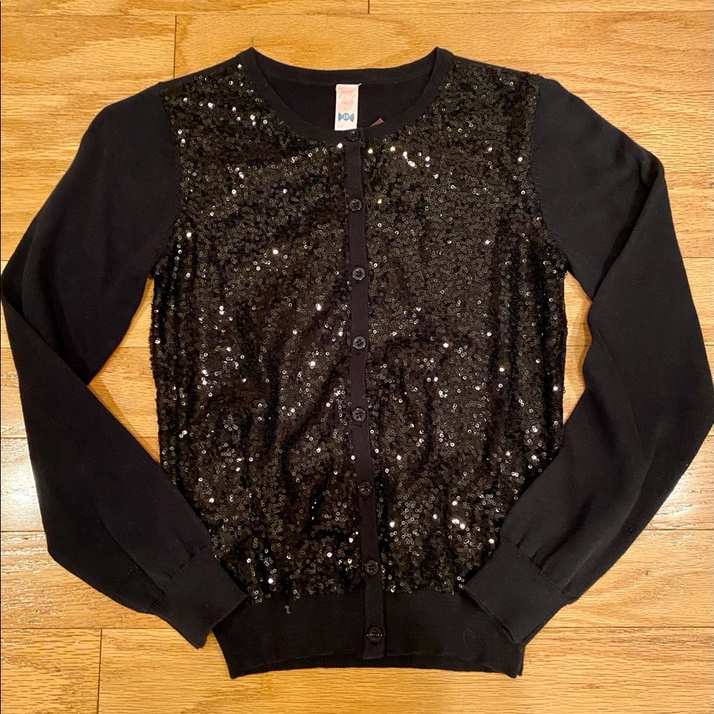 NEW Penny Candy Girls Black Sequin Cardigan Sz 10